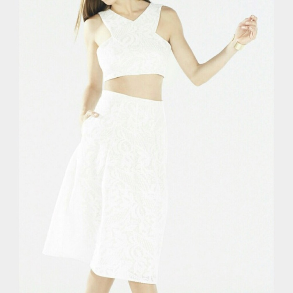 BCBG Two piece white lace dress